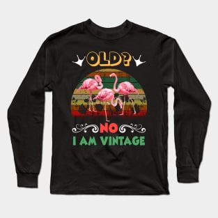 Old No I am Vintage Funny Flamingo Long Sleeve T-Shirt